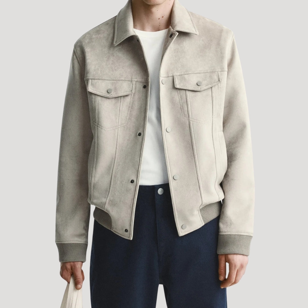Herrarnas Suede Bomberjacka med Stilren Design 3