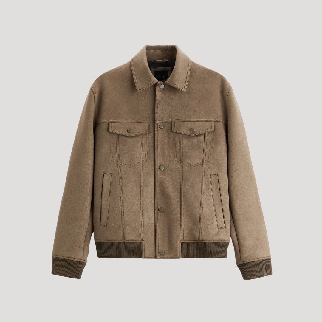 Herrarnas Suede Bomberjacka med Stilren Design 4