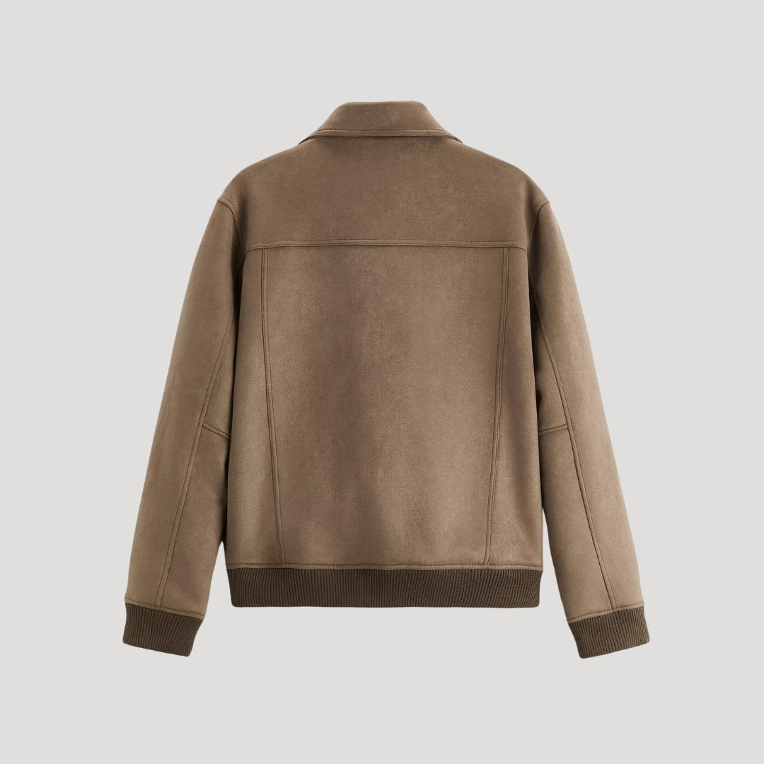 Herrarnas Suede Bomberjacka med Stilren Design 5