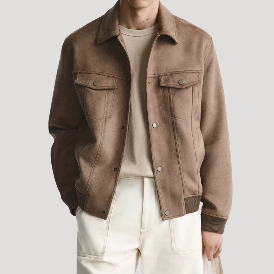 Herrarnas Suede Bomberjacka med Stilren Design 6