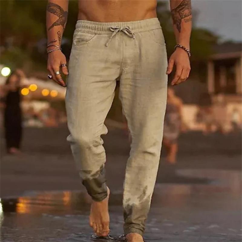Herren Lätta Strandbyxor Bomull med Elastisk Midja