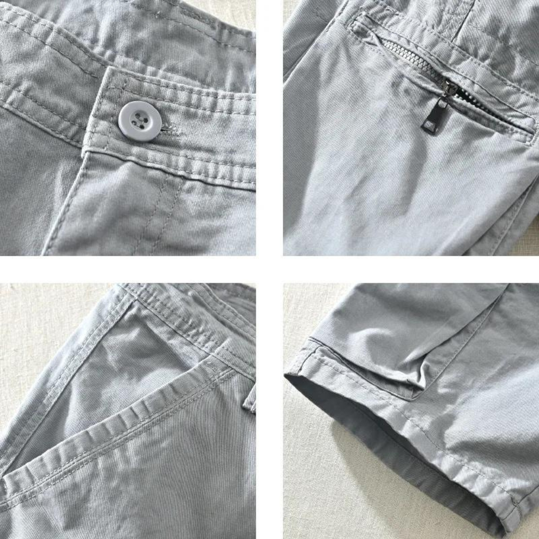 Herrens Lätta Cargo Shorts med Fickor och Elastiska Sidor