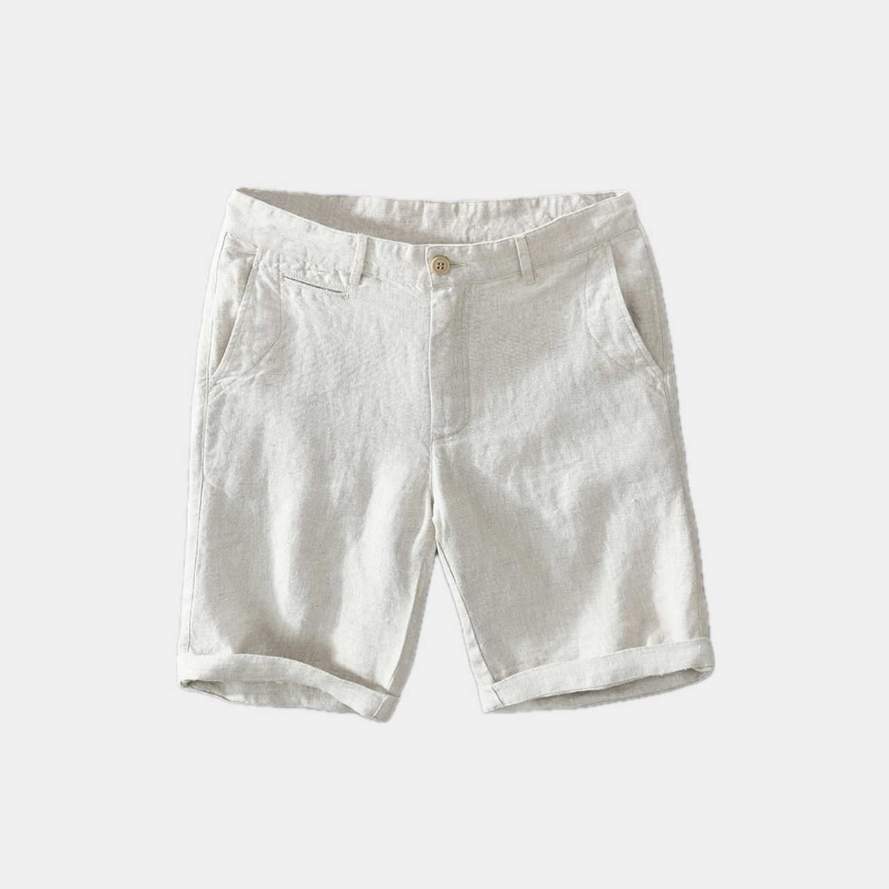 Herrens Linneshorts med Slim Fit och Sidofickor
