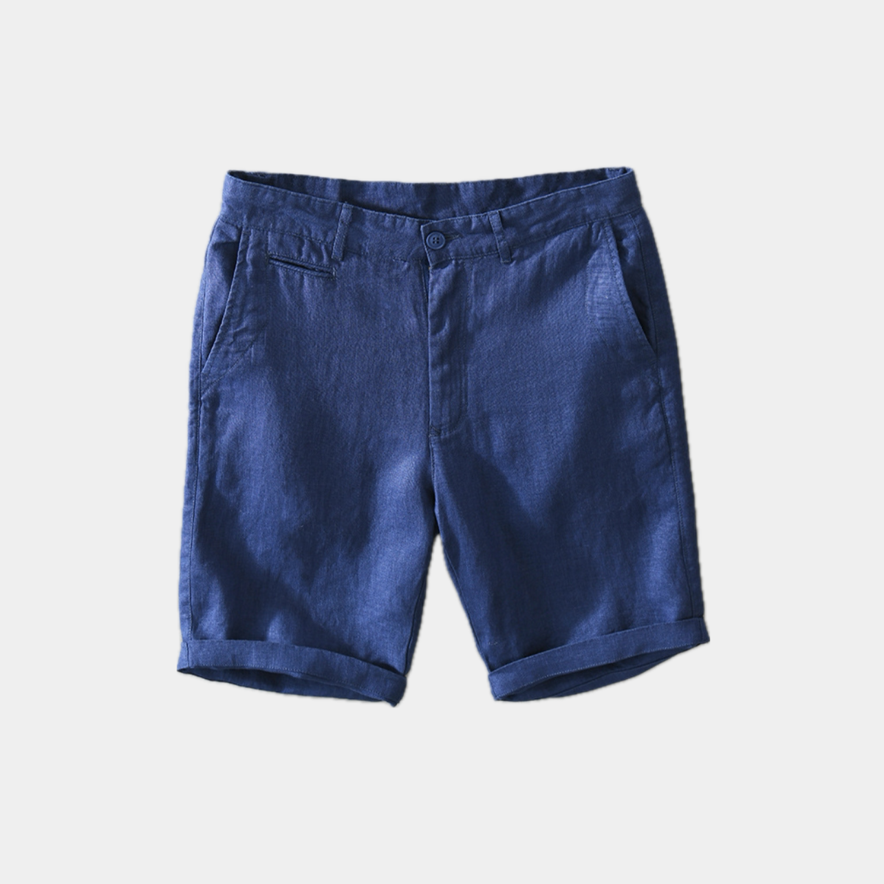 Herrens Linneshorts med Slim Fit och Sidofickor