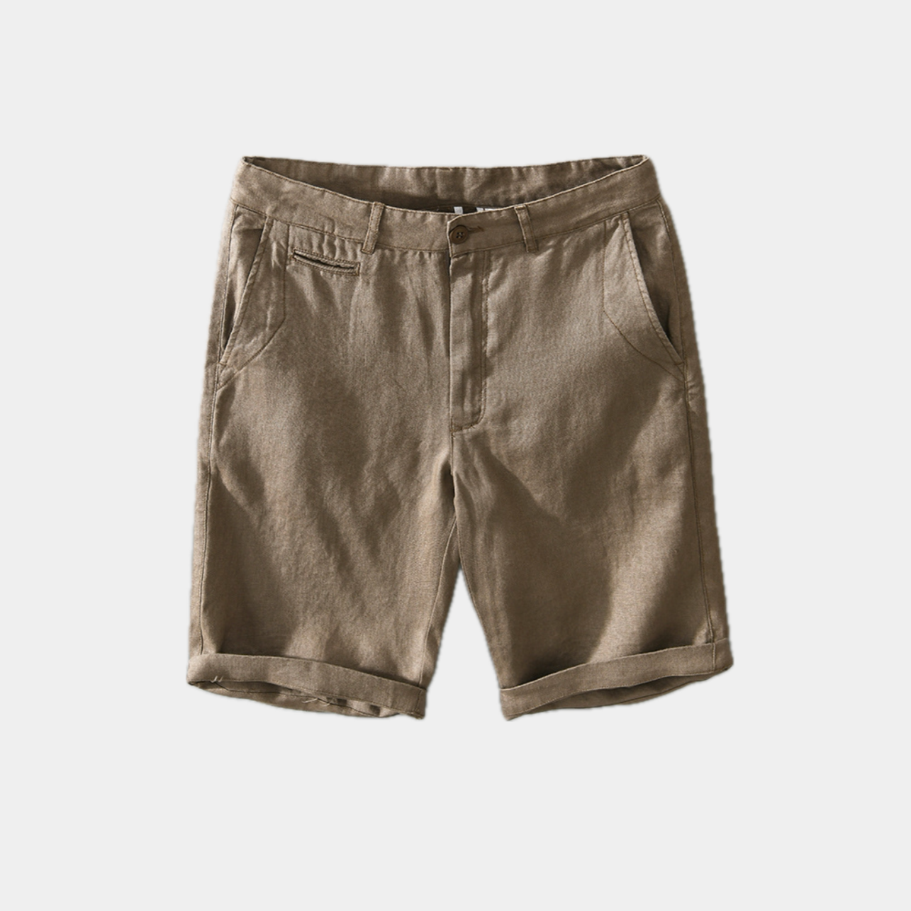Herrens Linneshorts med Slim Fit och Sidofickor