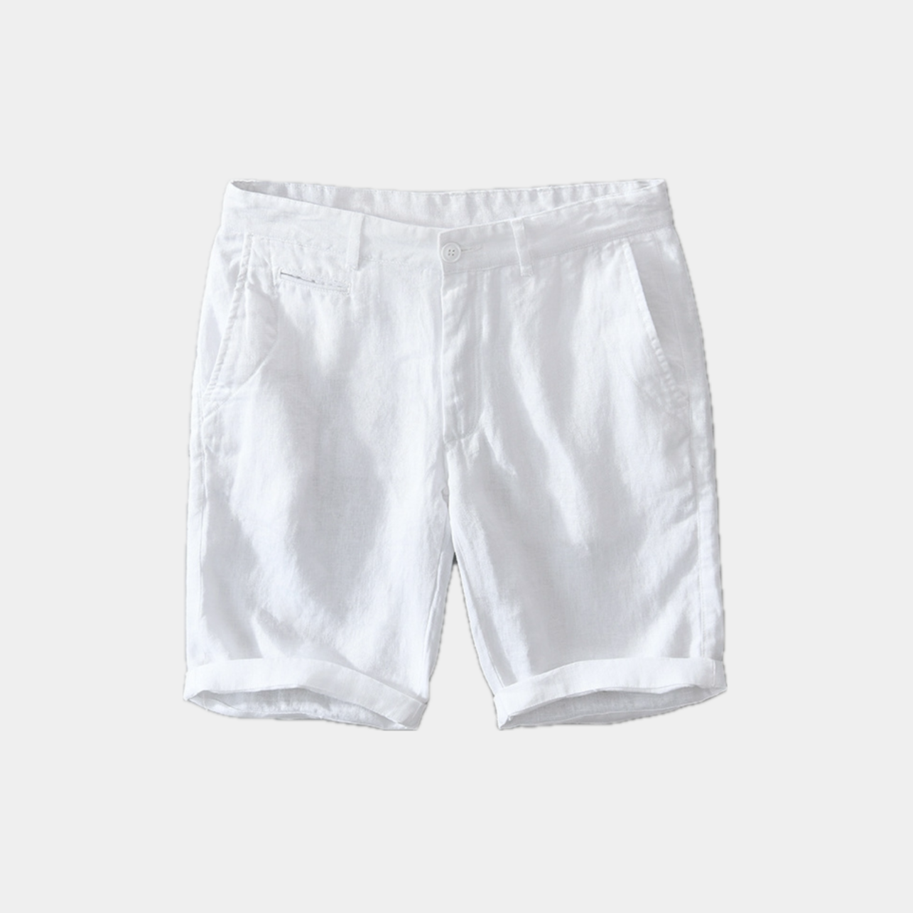 Herrens Linneshorts med Slim Fit och Sidofickor