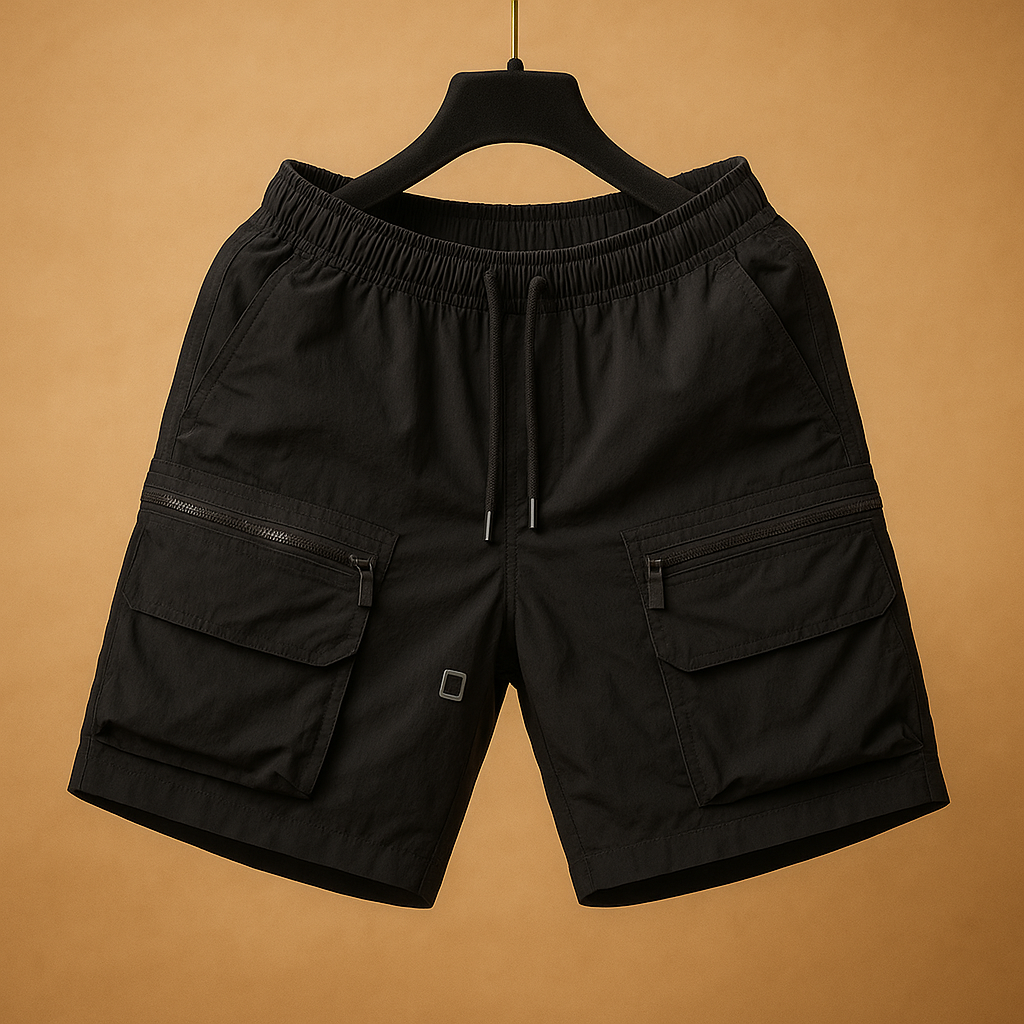 Herrens Oversized Cargo Shorts med Flera Fickor