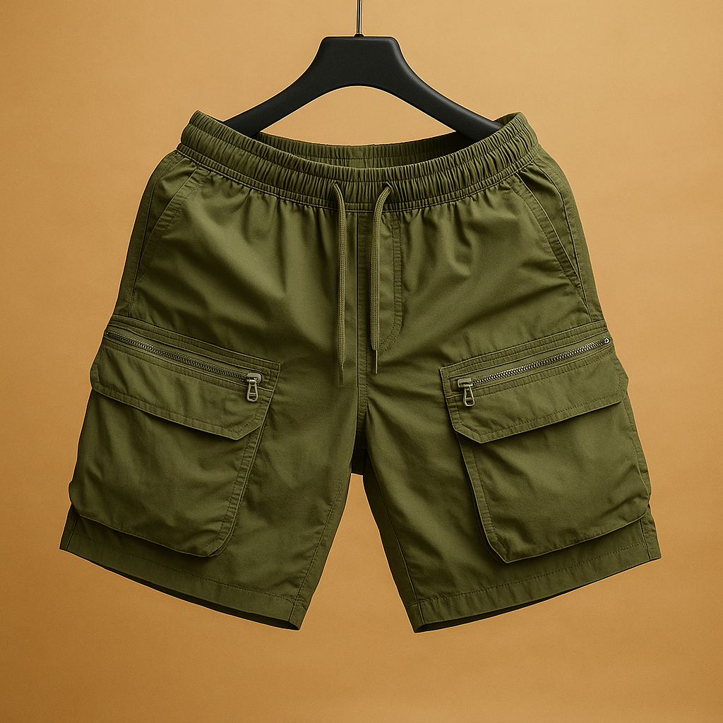 Herrens Oversized Cargo Shorts med Flera Fickor
