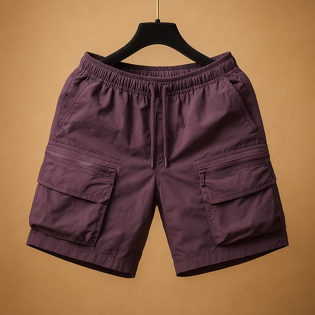 Herrens Oversized Cargo Shorts med Flera Fickor