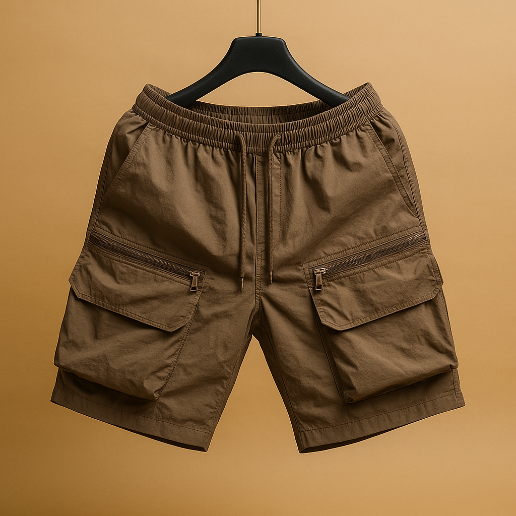 Herrens Oversized Cargo Shorts med Flera Fickor