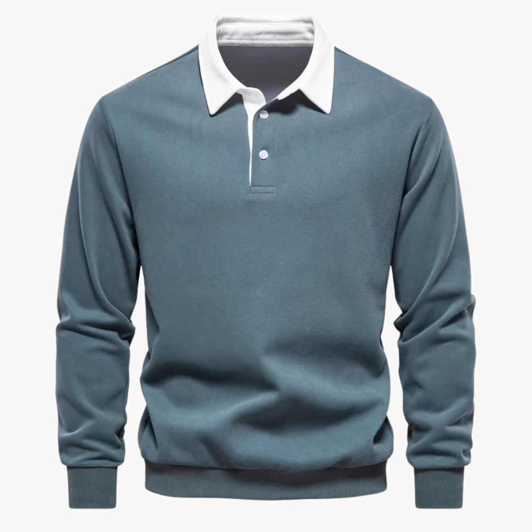 Herrens Polo Sweatshirt med Retro Charm