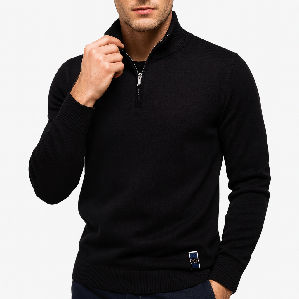 Herrens Fitted Sweater med Kvartzip