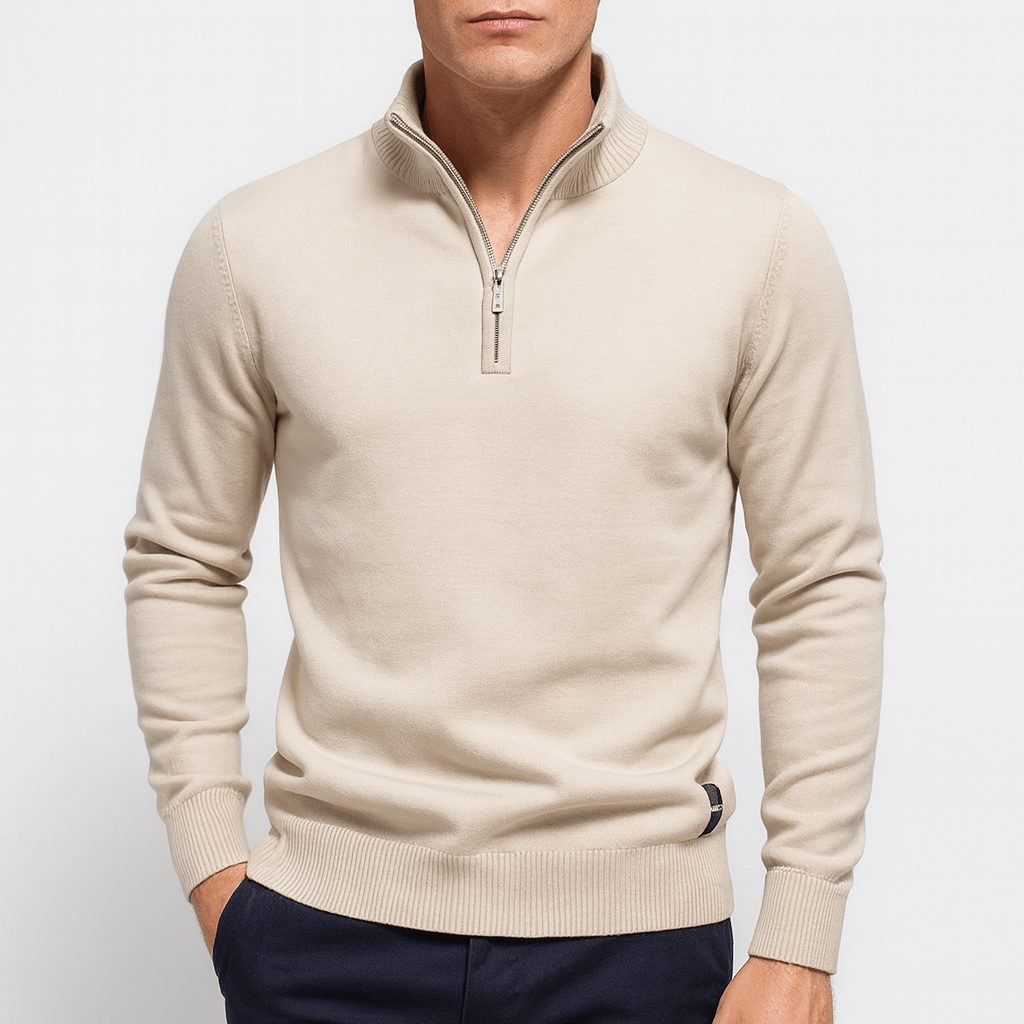 Herrens Fitted Sweater med Kvartzip