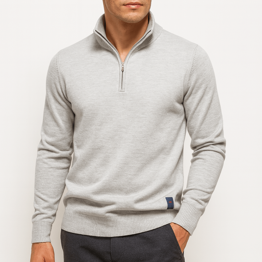 Herrens Fitted Sweater med Kvartzip