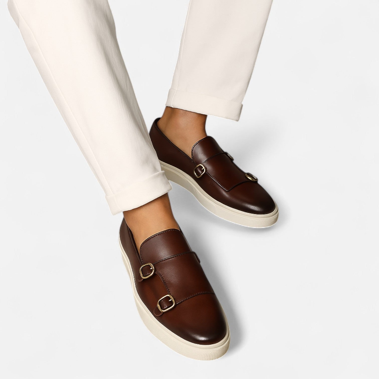 Herrens Läder Loafers med Spänne 1