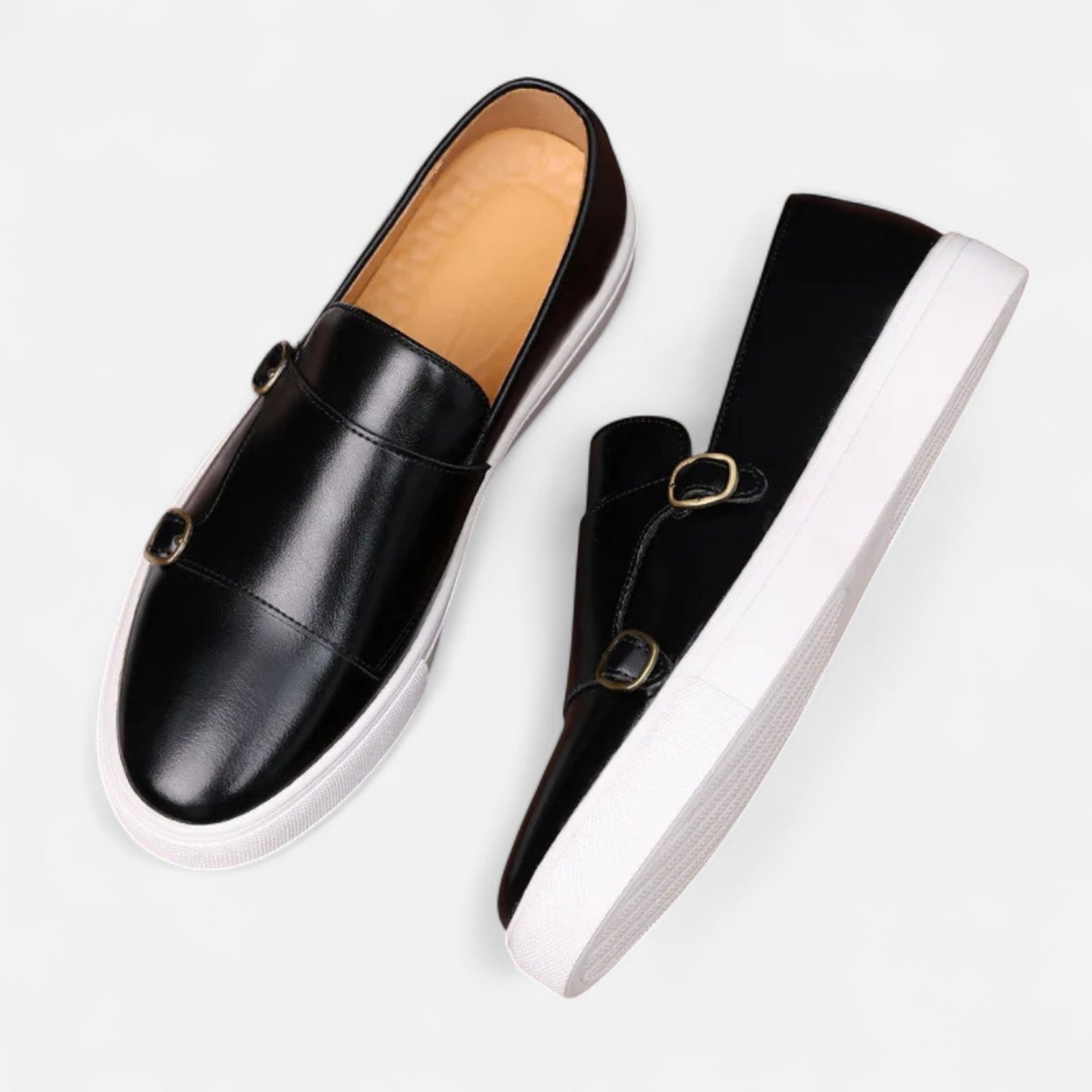 Herrens Läder Loafers med Spänne 4
