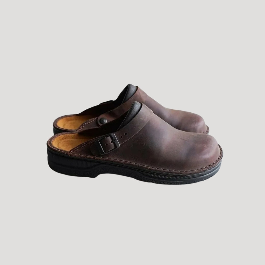 Herrens Läder Slip-On Clogs med Justerbart Band 0