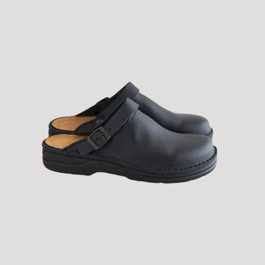 Herrens Läder Slip-On Clogs med Justerbart Band 1