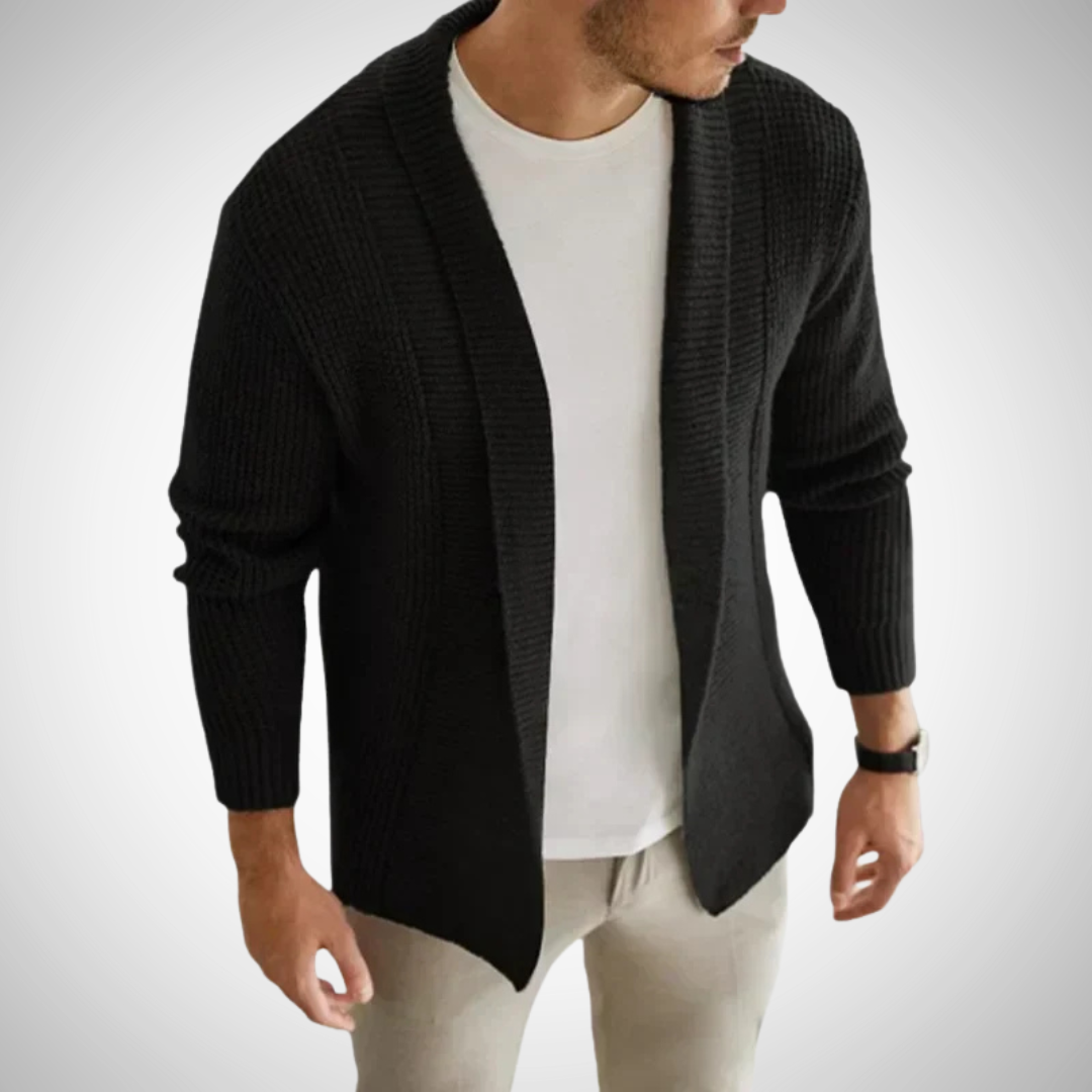 Herrens Stickad Cardigan med Modern Design