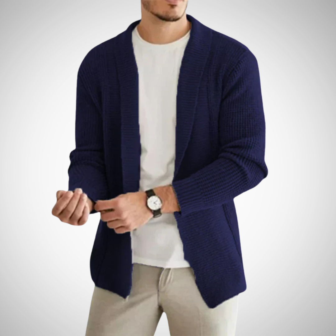Herrens Stickad Cardigan med Modern Design