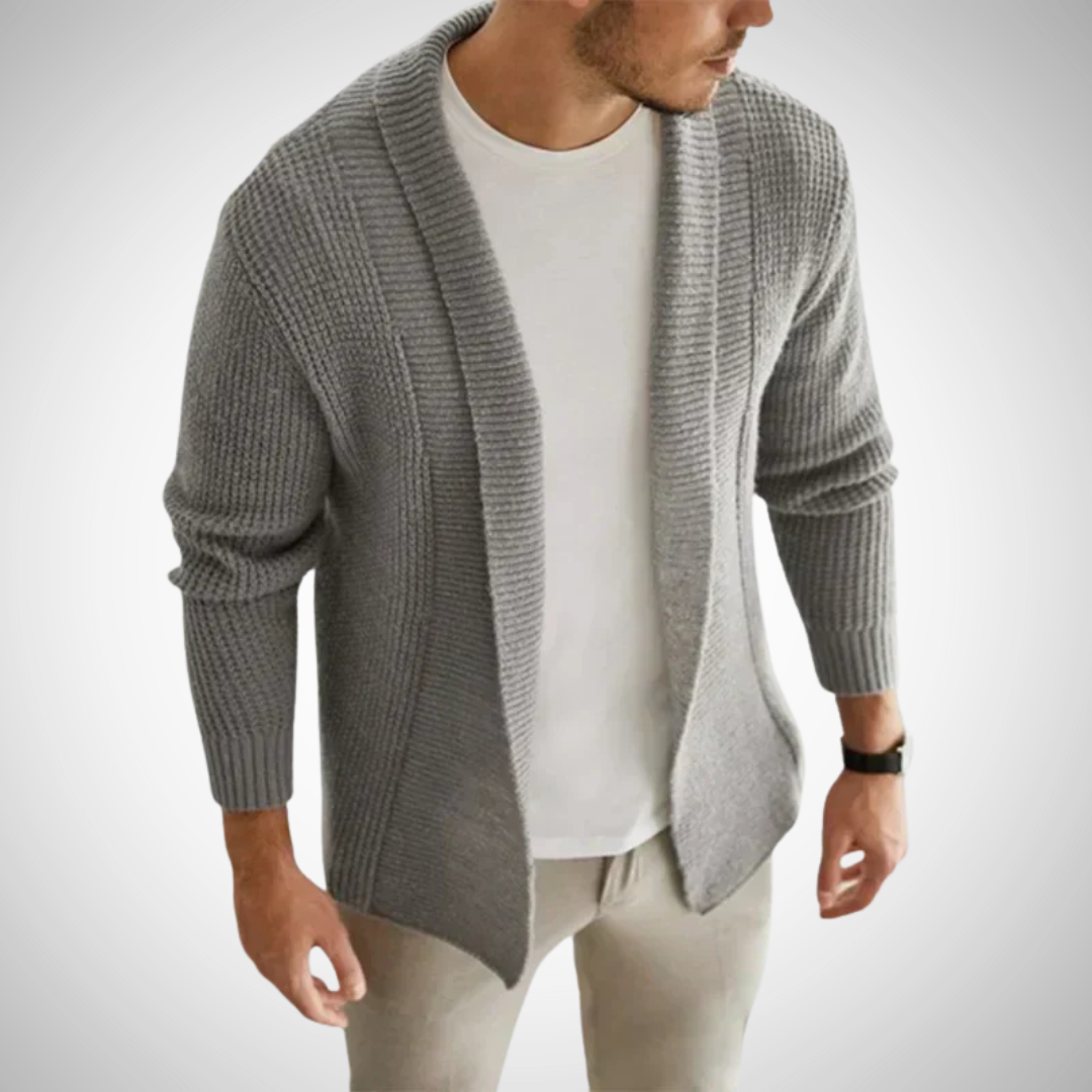 Herrens Stickad Cardigan med Modern Design