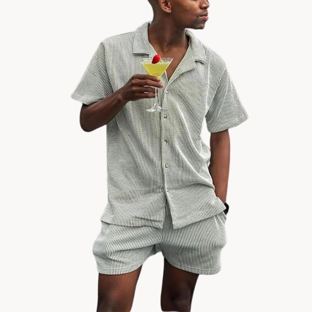 Herrkläder Polo och Shorts Set för Sommarstil
