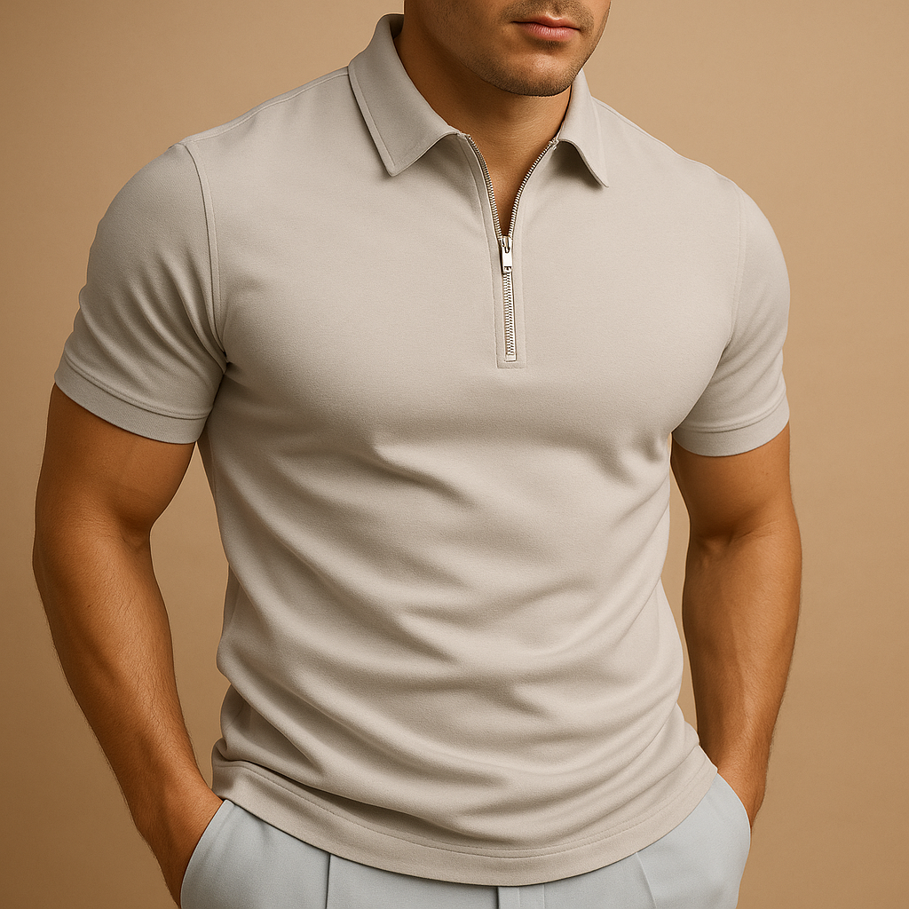 Herrpolo med Dragkedja Slim Fit för Modern Stil