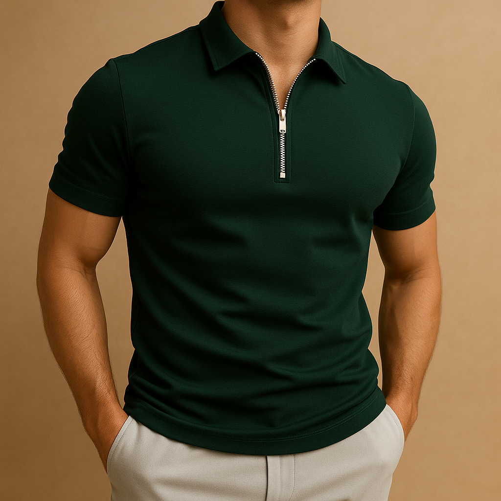 Herrpolo med Dragkedja Slim Fit för Modern Stil