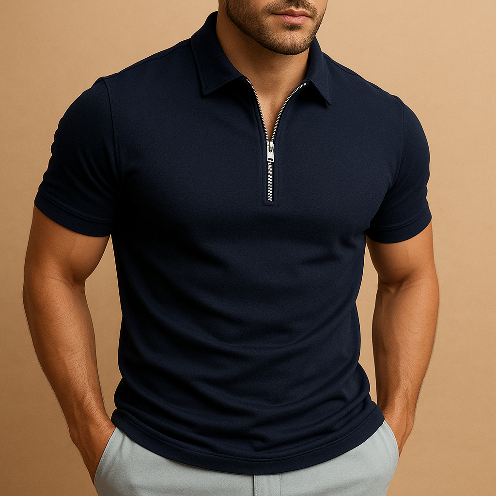 Herrpolo med Dragkedja Slim Fit för Modern Stil