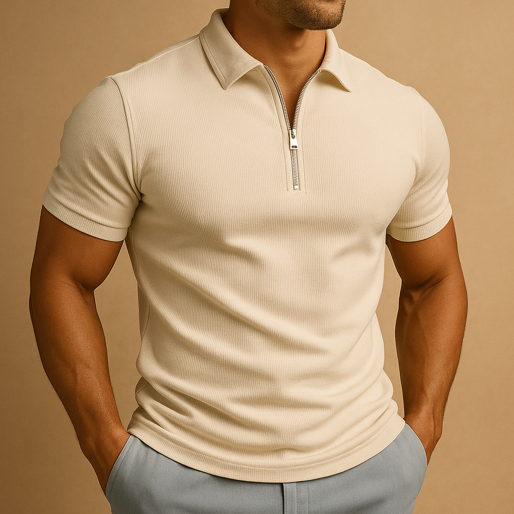 Herrpolo med Dragkedja Slim Fit för Modern Stil