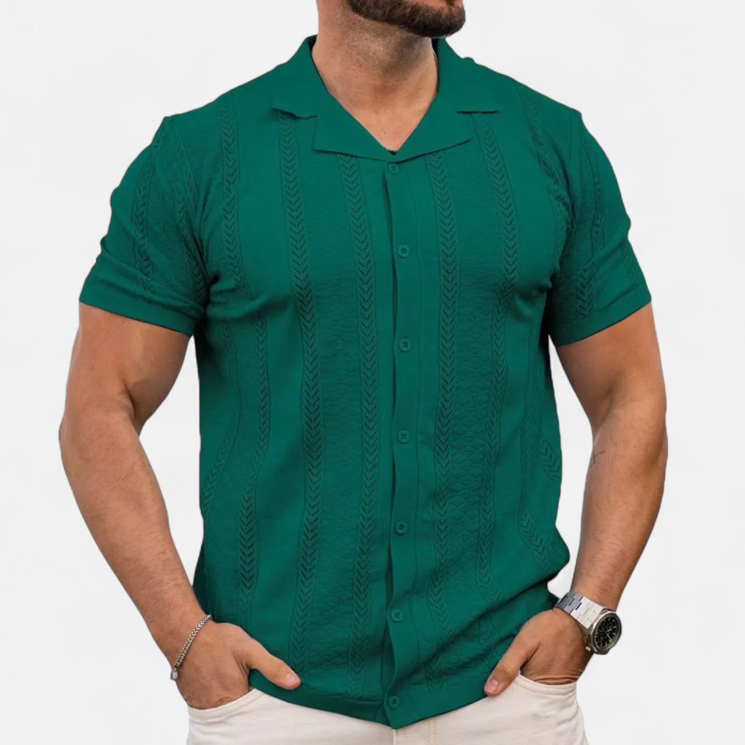 Herrskjorta – Patchwork & Randigt Mönster
