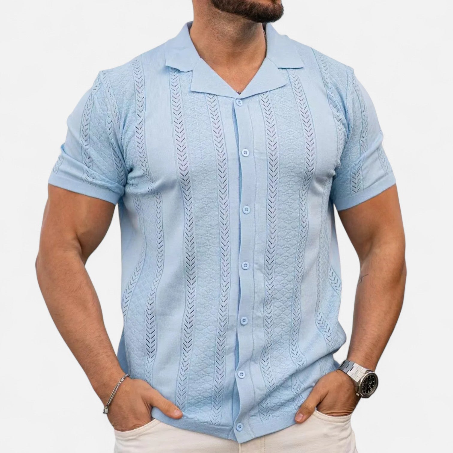 Herrskjorta – Patchwork & Randigt Mönster