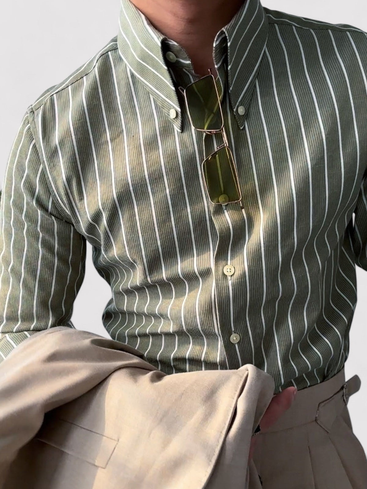 Herrskjorta Slim Fit Randig Design i Premium Tyg