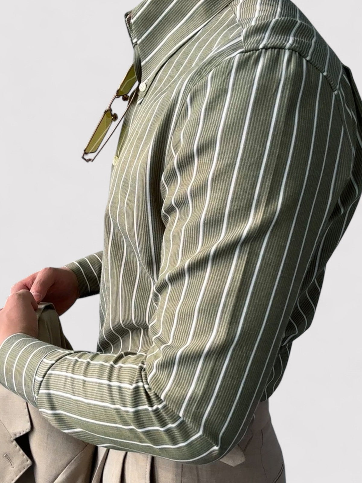 Herrskjorta Slim Fit Randig Design i Premium Tyg