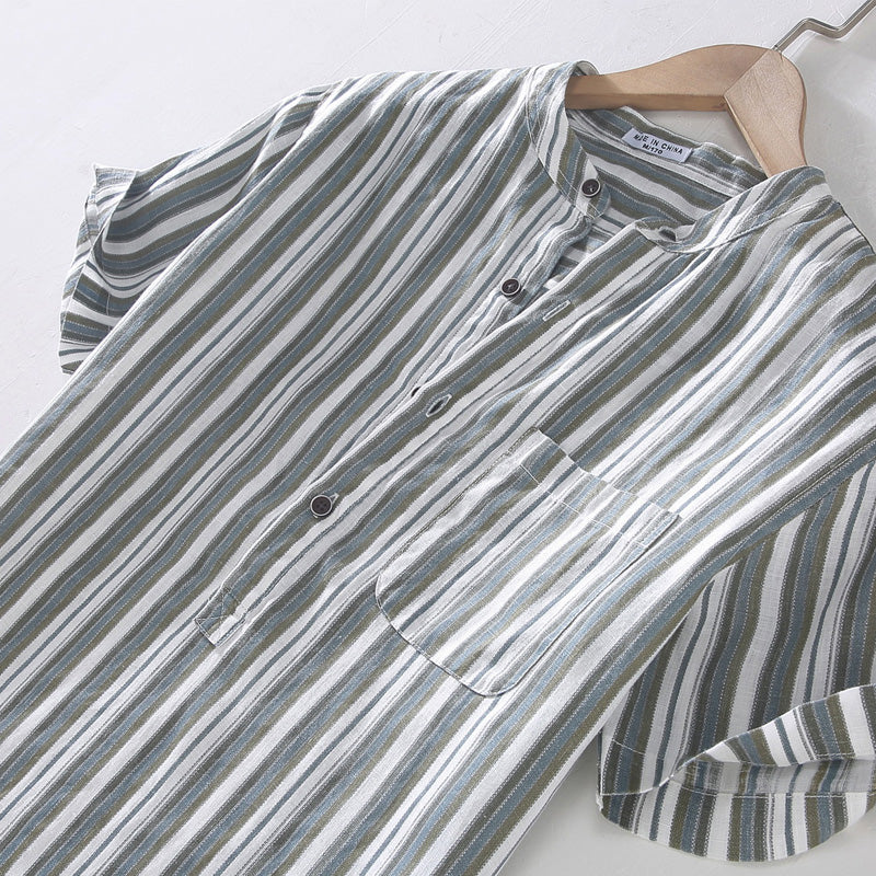 Herrskjorta i Linne Kortärmad - Elegant och Bekväm Stil
