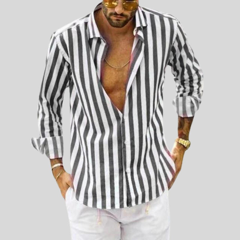 Herrskjorta med Vertikala Ränder för Män - Slim Fit