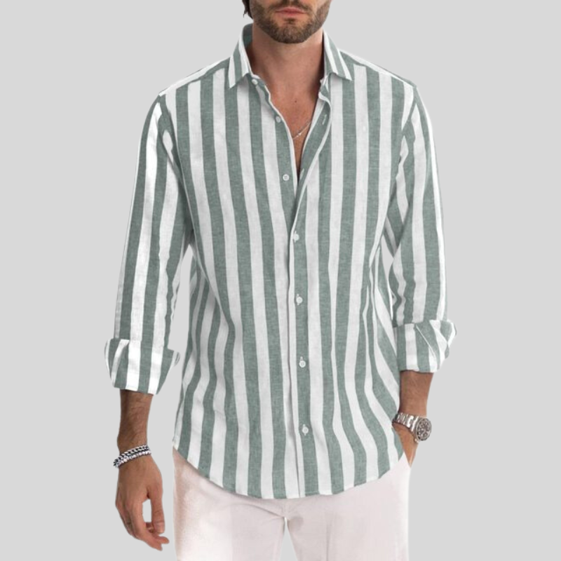 Herrskjorta med Vertikala Ränder för Män - Slim Fit