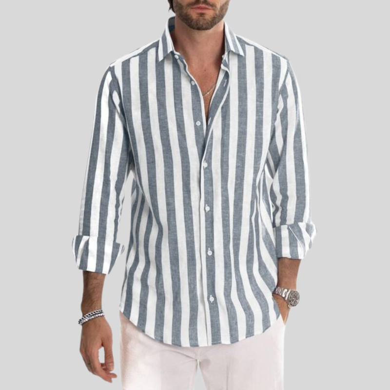 Herrskjorta med Vertikala Ränder för Män - Slim Fit