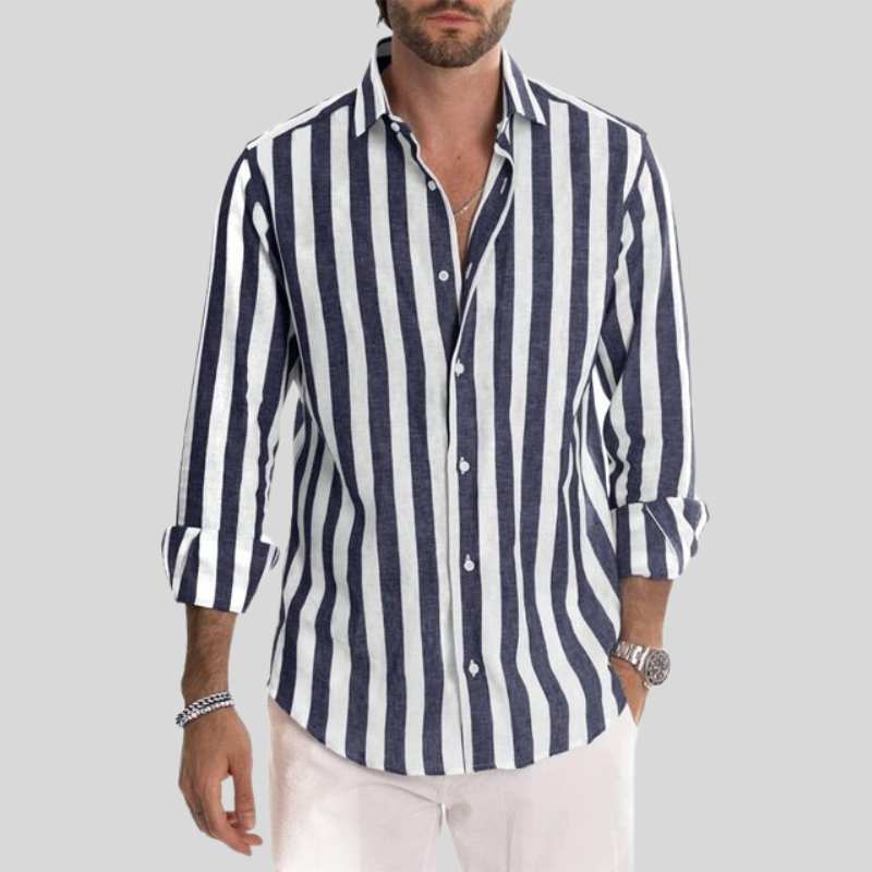 Herrskjorta med Vertikala Ränder för Män - Slim Fit