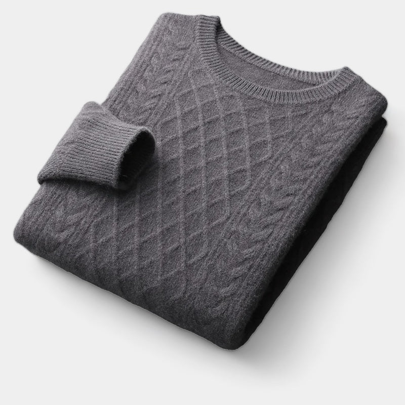 Herrtröja i Ull – Jacquard & Tidlös Stil