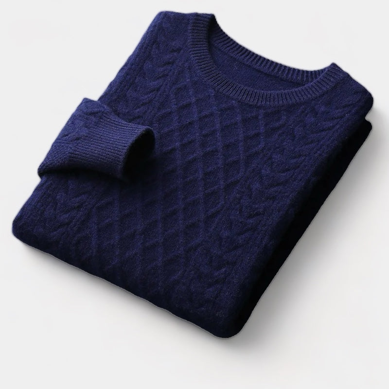 Herrtröja i Ull – Jacquard & Tidlös Stil