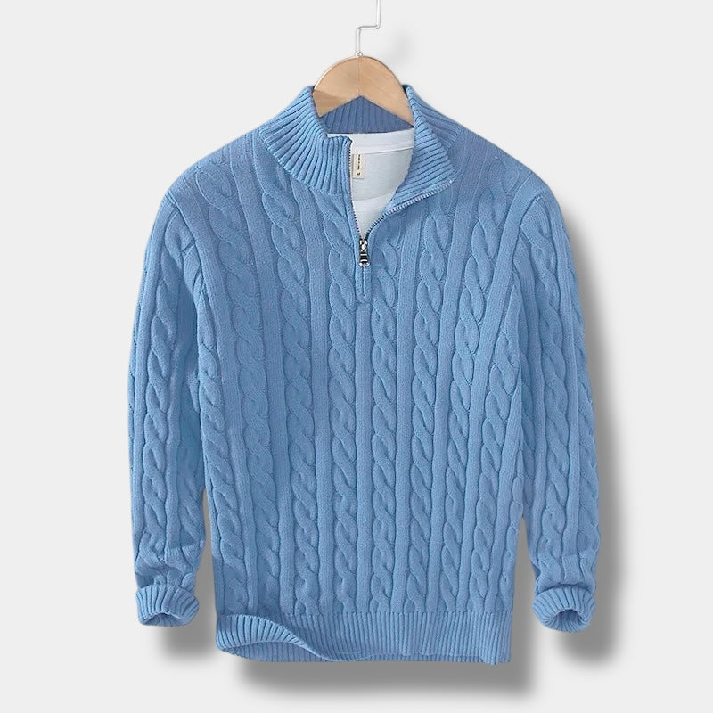 Jacquard Mock Neck Tröja Herr – Slim Fit & Elegant