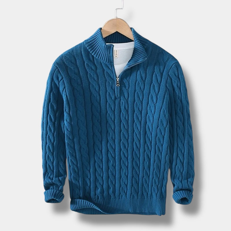 Jacquard Mock Neck Tröja Herr – Slim Fit & Elegant
