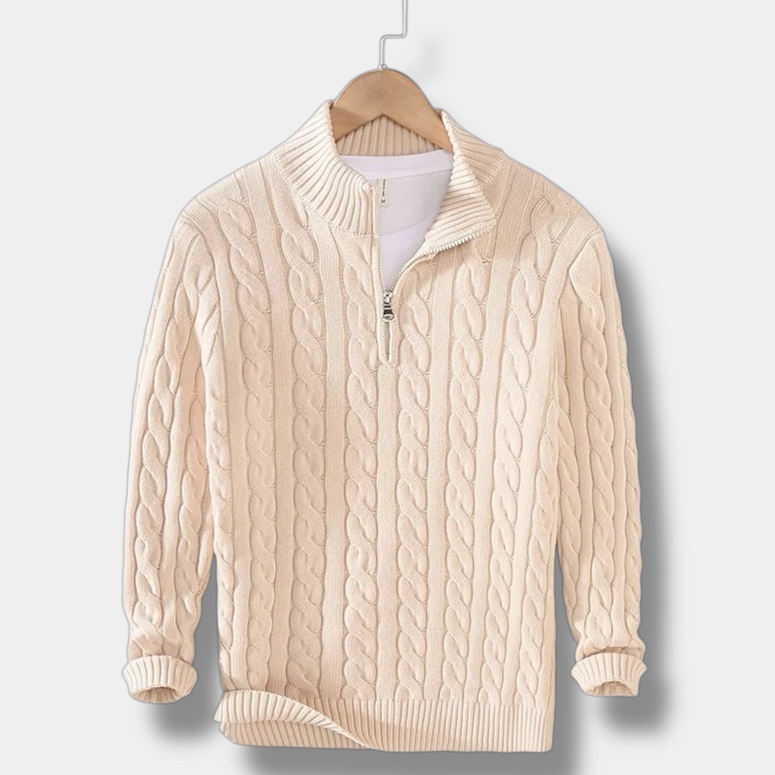 Jacquard Mock Neck Tröja Herr – Slim Fit & Elegant