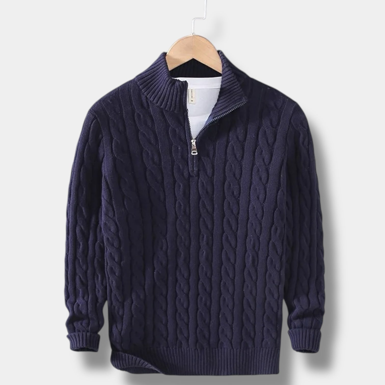 Jacquard Mock Neck Tröja Herr – Slim Fit & Elegant