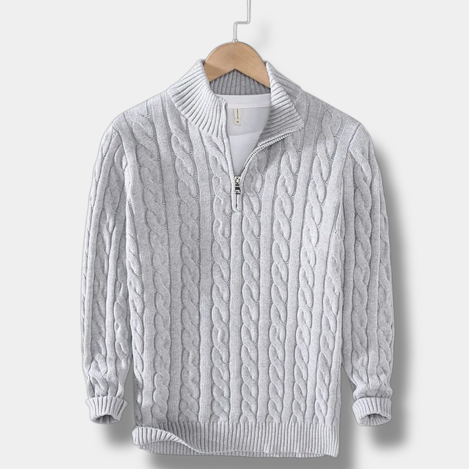 Jacquard Mock Neck Tröja Herr – Slim Fit & Elegant