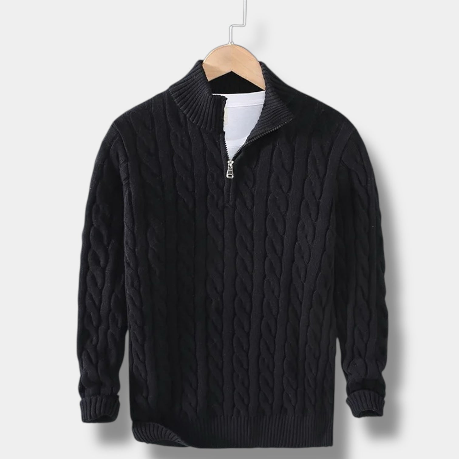Jacquard Mock Neck Tröja Herr – Slim Fit & Elegant