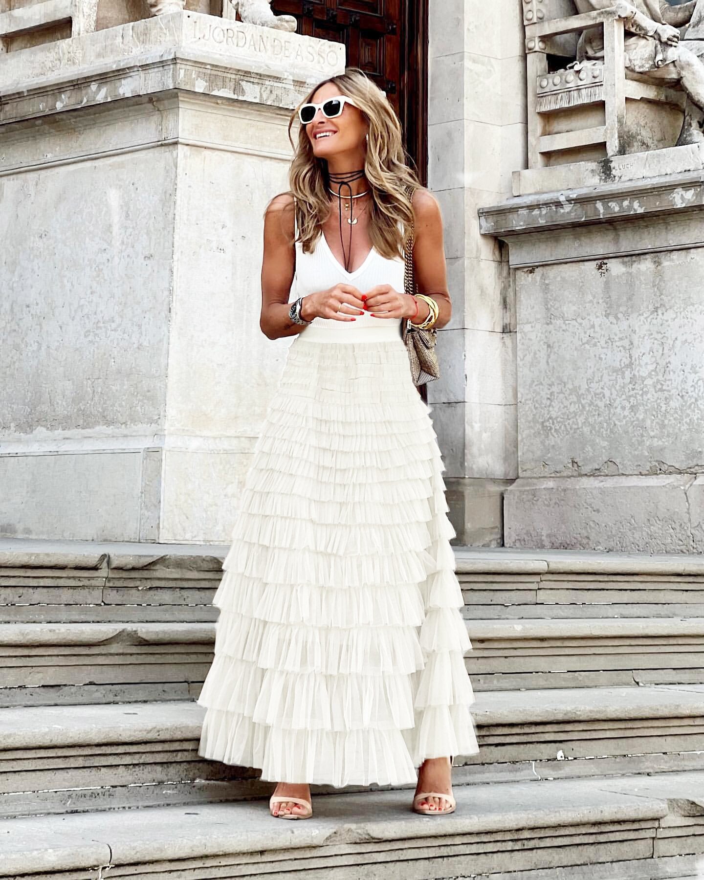 Kjol Dam Tyll A-Line Midi Kjol med Elegant Design