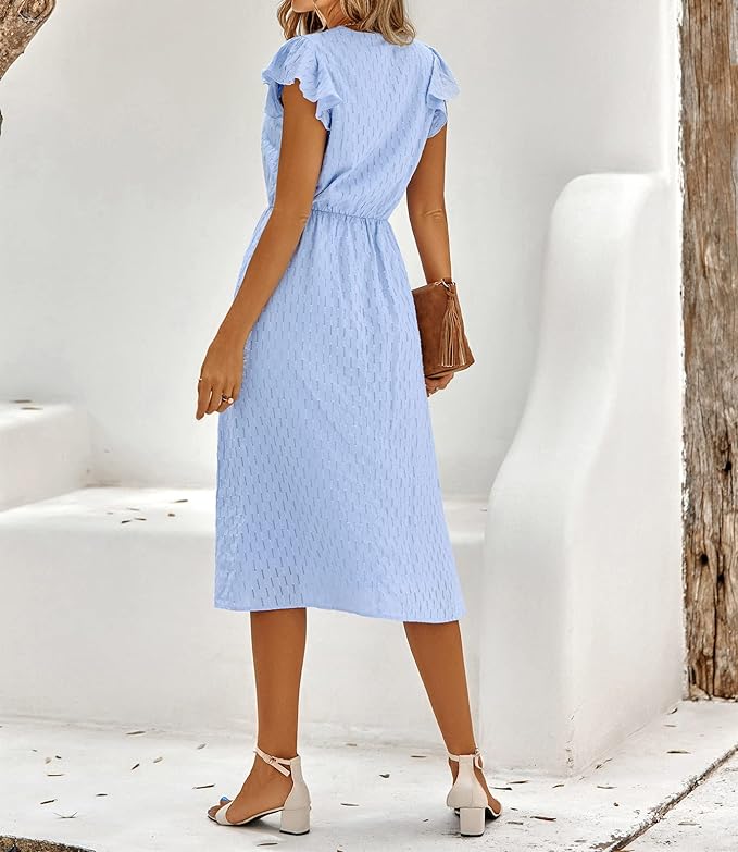 Kvinnors Bomull Midi-klänning Elegant Stil