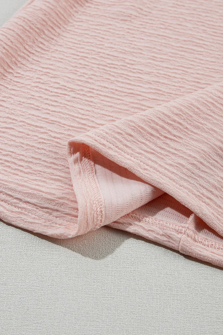 Kvinnors Bomull T-shirt med Runda Halsringning och Ruffles